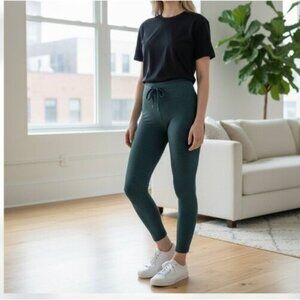 SPANX Skysoft Hi Rise Legging Small Petite Essex Green Heather Drawstring 50754Q